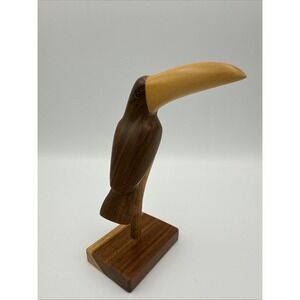 Vintage Toucan Sculpture Wood Art Bird Tropical